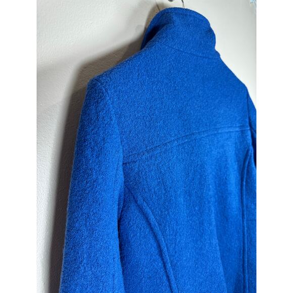 Womens Lands End Wool Blend Coat Jacket Blue Zip Front Size 10 Classic Preppy - Picture 6 of 10